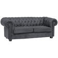 CHESTERFIELD-SOFA Webstoff Grau  - Wengefarben/Grau, LIFESTYLE, Holz/Textil (206/76,5/96cm) - Landscape