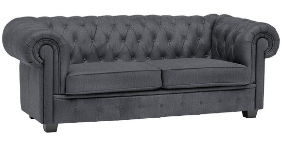CHESTERFIELD-SOFA Webstoff Grau  - Wengefarben/Grau, LIFESTYLE, Holz/Textil (206/76,5/96cm) - Landscape