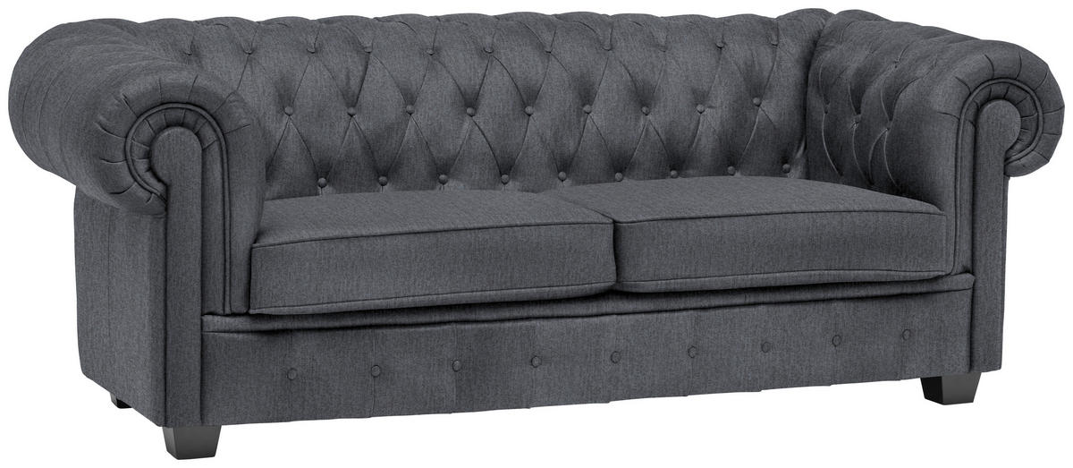 CHESTERFIELD-SOFA in Webstoff Grau  - Wengefarben/Grau, LIFESTYLE, Holz/Textil (206/76,5/96cm) - Landscape