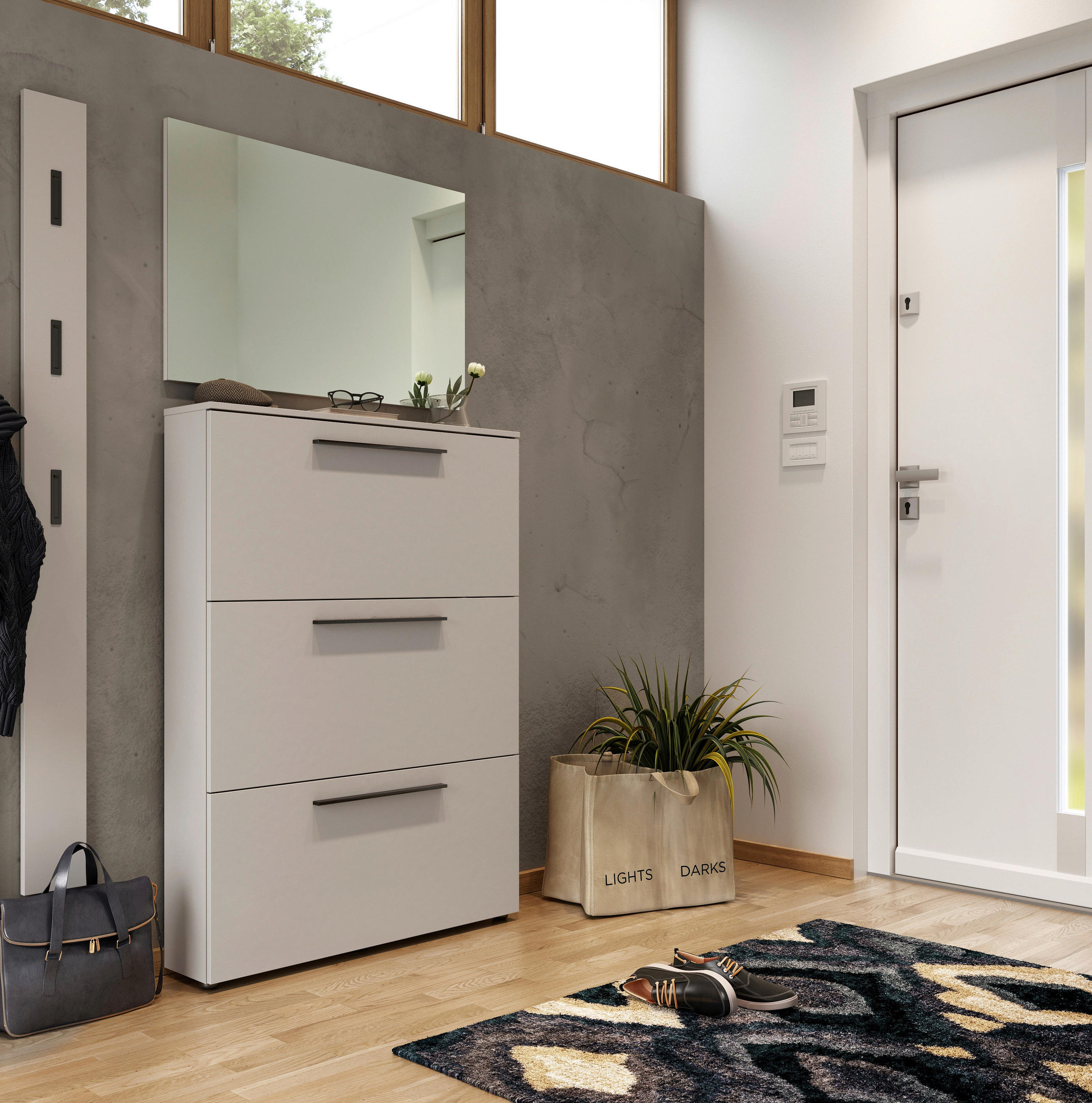 GARDEROBE 3-teilig  in 130/200/19 cm  - Kaschmir, Basics, Glas/Holzwerkstoff (130/200/19cm)