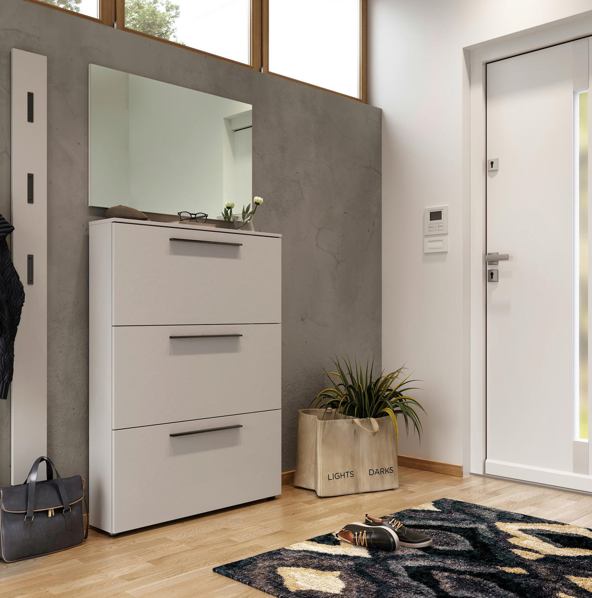 GARDEROBE 3-teilig  in 130/200/19 cm  - Kaschmir, Basics, Glas/Holzwerkstoff (130/200/19cm)