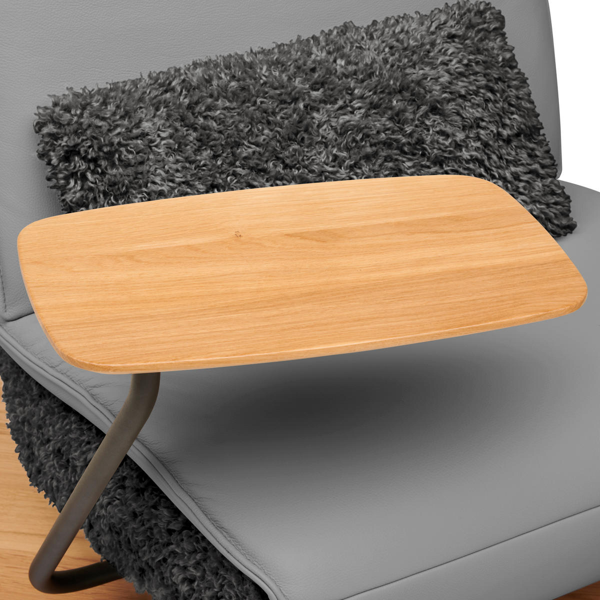 2-SITZER-SOFA  in Hochflor Echtleder Anthrazit, Hellgrau  - Anthrazit/Hellgrau, Design, Leder/Holz (240/65/104cm) - Koinor