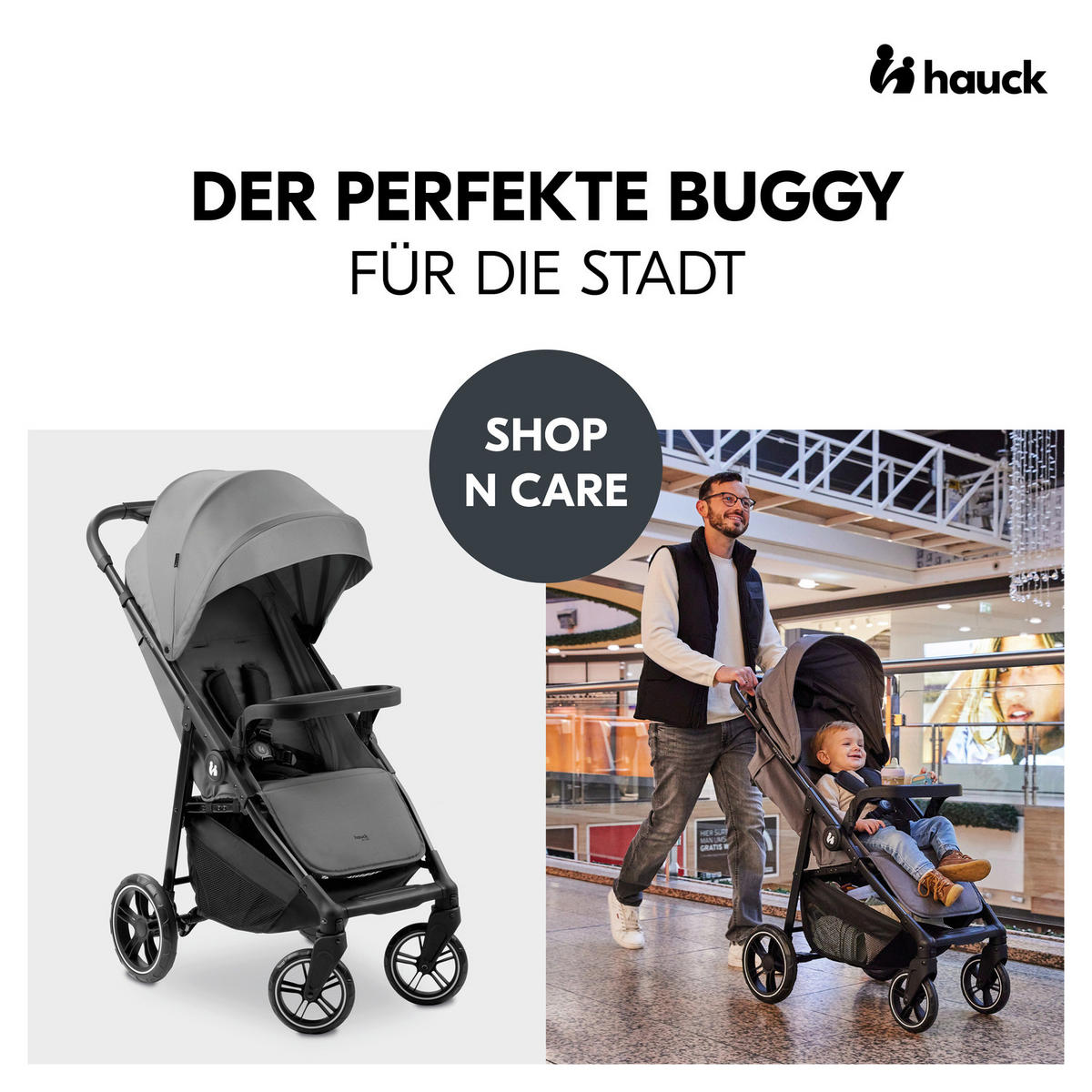 BUGGY Shop N Care  - Schwarz/Grau, Basics, Kunststoff/Textil (40.5/104/51.5cm) - Hauck