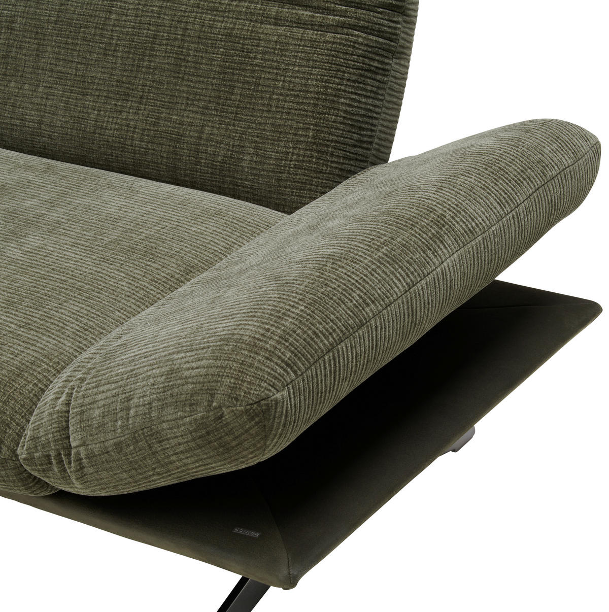 ECKSOFA in Flachgewebe Dunkelgrün  - Dunkelgrün/Edelstahlfarben, Design, Textil/Metall (277/209cm) - Koinor