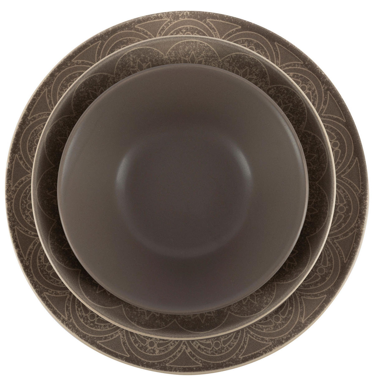 KOMBISERVICE 24-teilig  - Graubraun, LIFESTYLE, Keramik - Novel