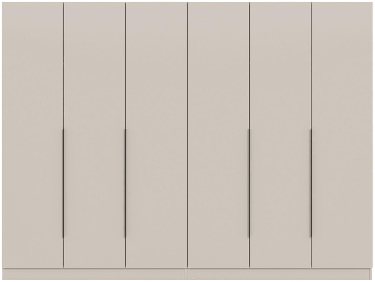 DREHTÜRENSCHRANK 240/181/52 cm,  in Kaschmir, 6-türig  - Kaschmir/Schwarz, MODERN, Holzwerkstoff/Kunststoff (240/181/52cm) - Livetastic