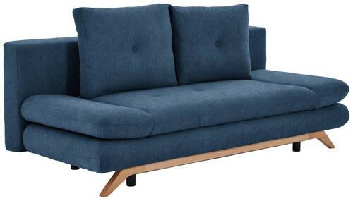 SCHLAFSOFA Webstoff Dunkelblau  - Buchefarben/Dunkelblau, KONVENTIONELL, Holz/Textil (205/86/94cm) - Carryhome