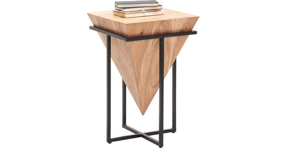 BEISTELLTISCH 41/41/66 cm Akazie massiv Naturfarben, Schwarz quadratisch  - Schwarz/Naturfarben, Trend, Holz/Metall (41/41/66cm) - Ambia Home