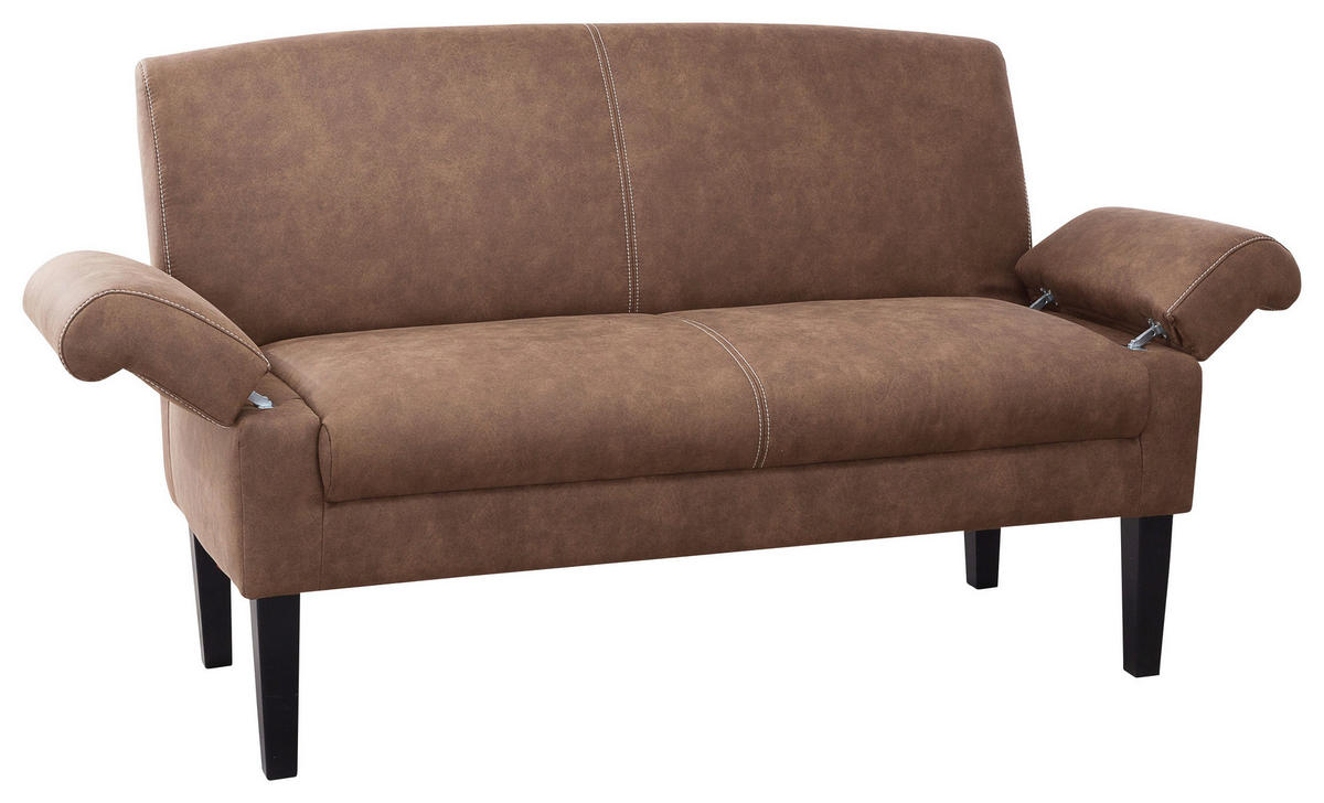 2-SITZER-SOFA in Mikrofaser Braun  - Beige/Schwarz, Konventionell, Holz/Textil (152/97/78cm) - Sit & More
