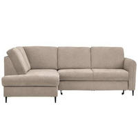 ECKSOFA in Chenille Beige  - Beige/Schwarz, Modern, Holz/Textil (184/241cm) - Carryhome