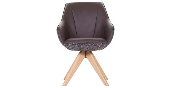 ARMLEHNSTUHL  Sitzfläche 360° drehbar, automatische Rückholfunktion Chenille, Flachgewebe  - Eichefarben/Violett, KONVENTIONELL, Holz/Textil (60/83/65cm) - Landscape