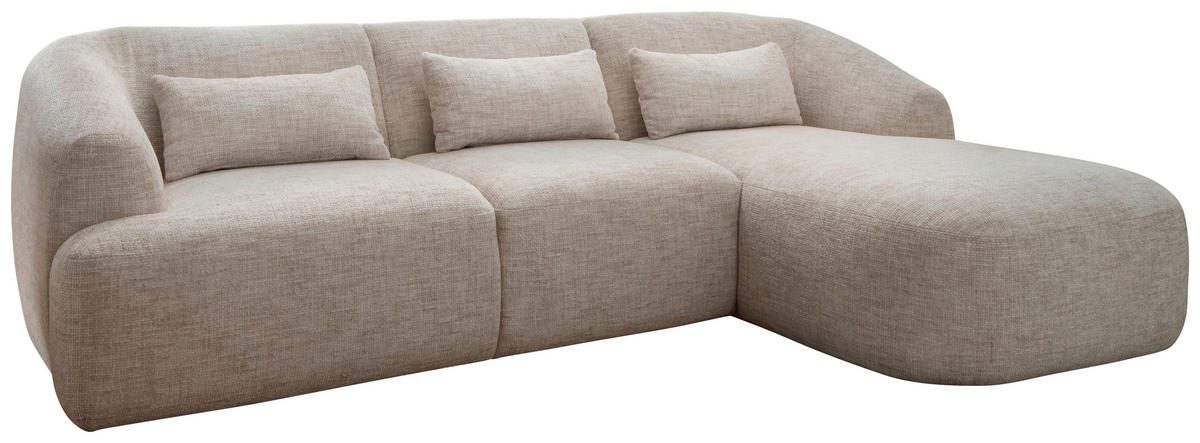 ECKSOFA in Struktur Creme  - Creme/Schwarz, Modern, Kunststoff/Textil (256/160cm) - Livetastic