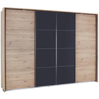 SCHIEBETÜRENSCHRANK 271/230/62 cm,  in Eiche Artisan, 4 Tür(en)  - Eiche Artisan/Grau, MODERN, Holzwerkstoff/Metall (271/230/62cm) - Luca Bessoni