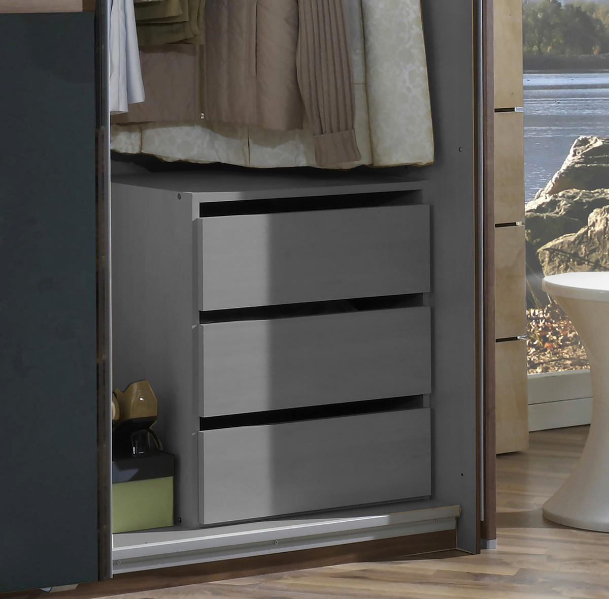 SCHUBKASTENEINSATZ 52/57/40 cm   - Grau, Modern, Holzwerkstoff (52/57/40cm) - MID.YOU