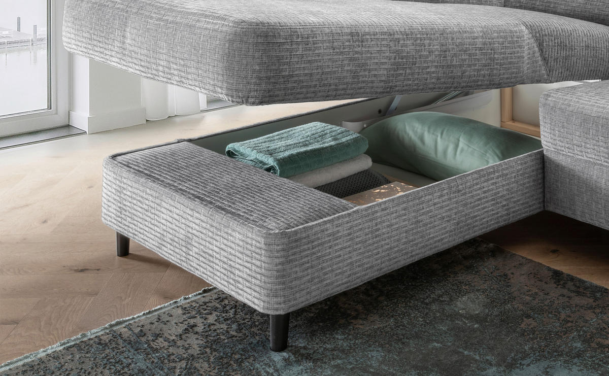 ECKSOFA in Mikrofaser Grau  - Schwarz/Grau, Modern, Holz/Textil (176/279cm) - Livetastic