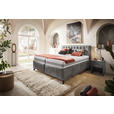 POLSTERBETT 180/200 cm,  in Grau, Bettkasten, Lattenroste, Matratzen, H2 + H3 = mittel + fest  - Schwarz/Weiß, Design, Holz/Textil (180/200cm) - Voleo