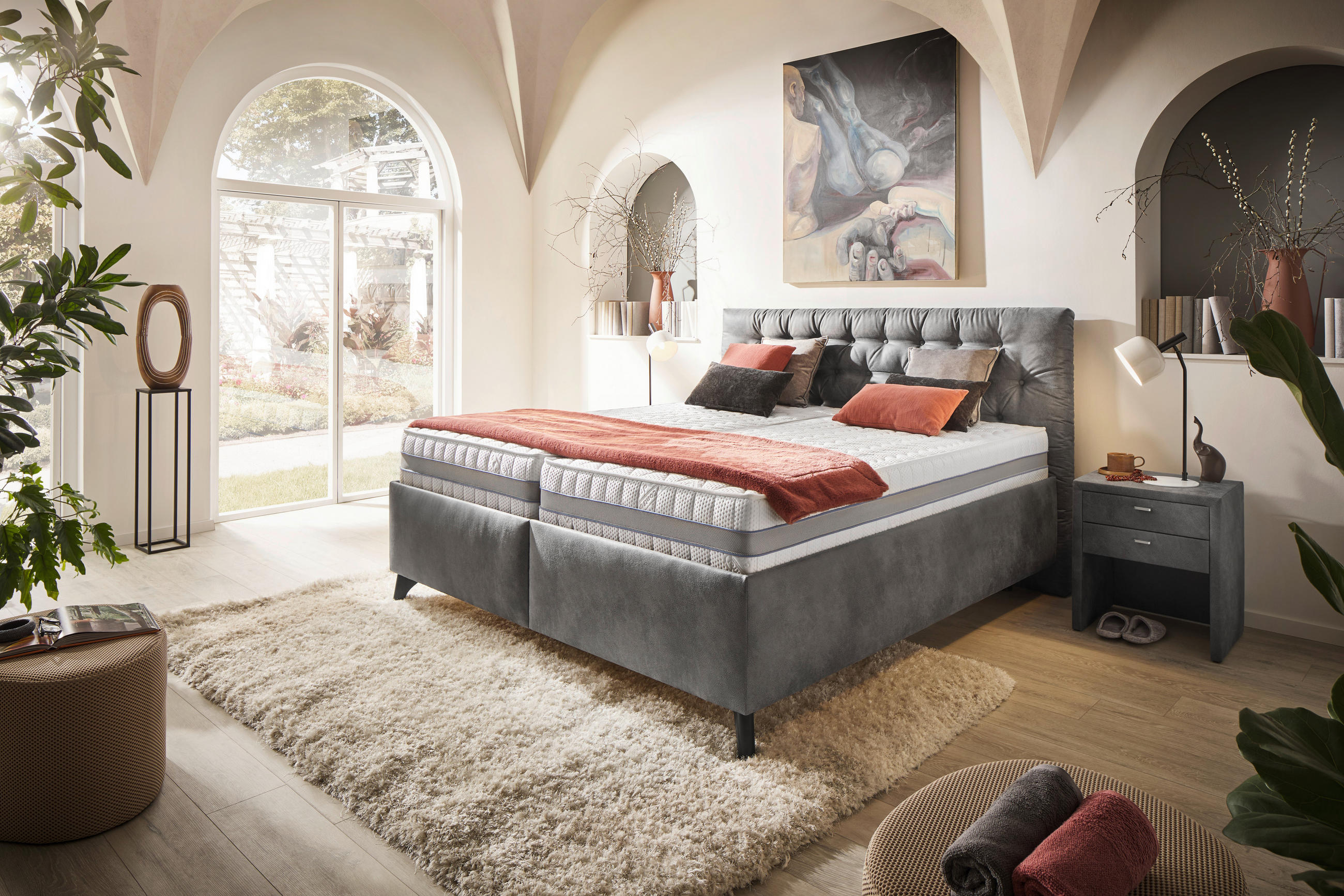 POLSTERBETT 180/200 cm, {[inkl. ],item.attr('349-543'),[, ]} - Schwarz/Weiß, Design, Holz/Textil (180/200cm) - Voleo