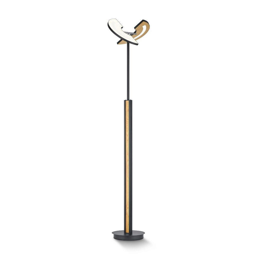 LED-DECKENFLUTER Duo 30/182 cm  - Eichefarben/Schwarz, Design, Holz/Metall (30/182cm)