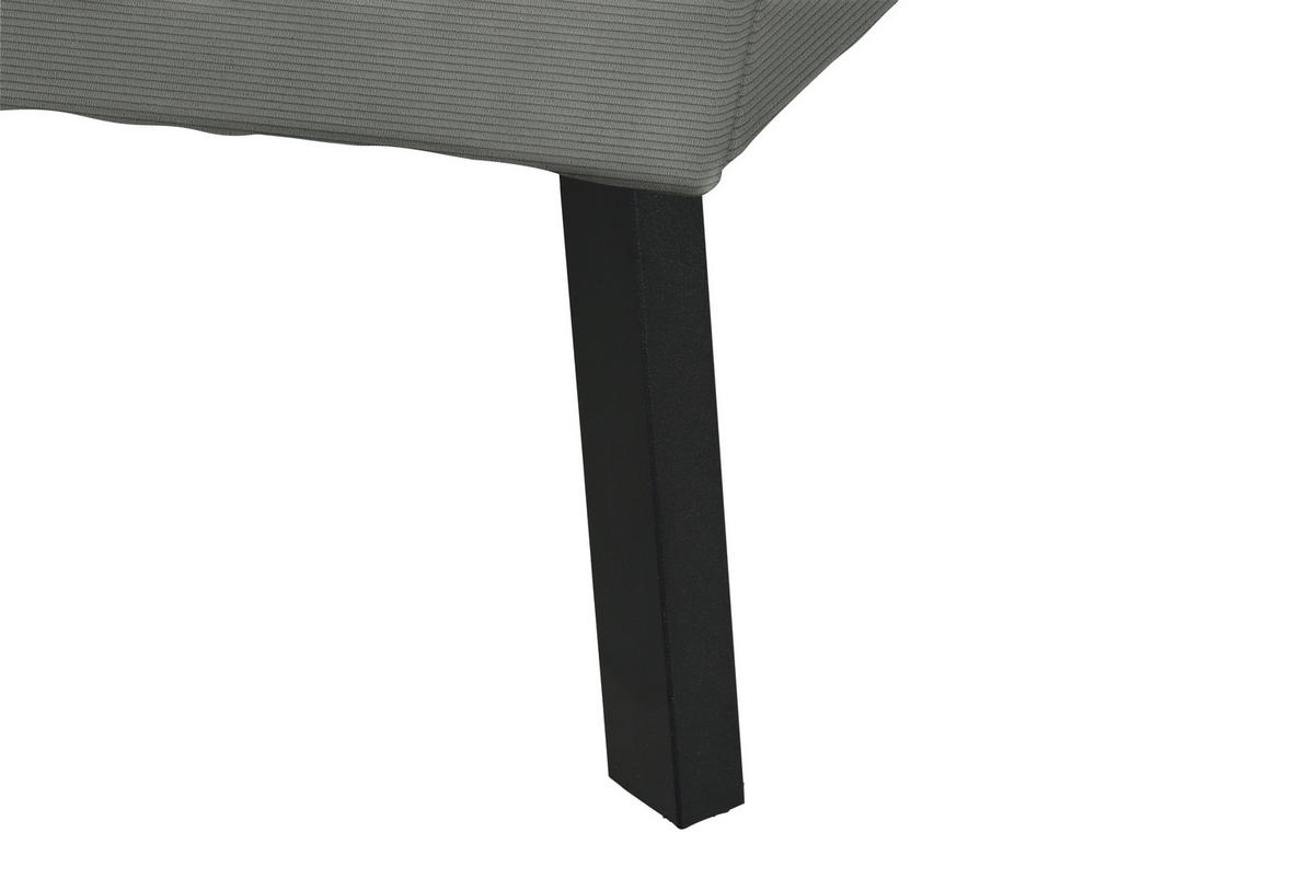 ECKSOFA in Feincord Hellgrau  - Hellgrau/Schwarz, Design, Textil/Metall (205/280cm) - MID.YOU