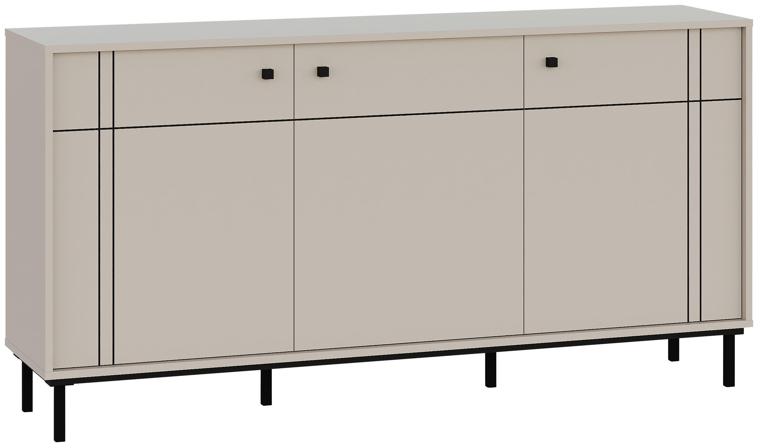 SIDEBOARD  in 160,2/81,8/37 cm  - Kaschmir/Schwarz, MODERN, Holzwerkstoff/Kunststoff (160,2/81,8/37cm) - Carryhome