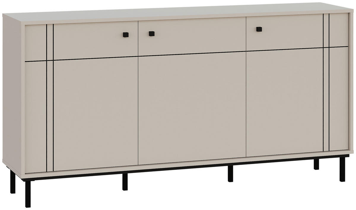 SIDEBOARD  in 160,2/81,8/37 cm  - Kaschmir/Schwarz, MODERN, Holzwerkstoff/Kunststoff (160,2/81,8/37cm) - Carryhome