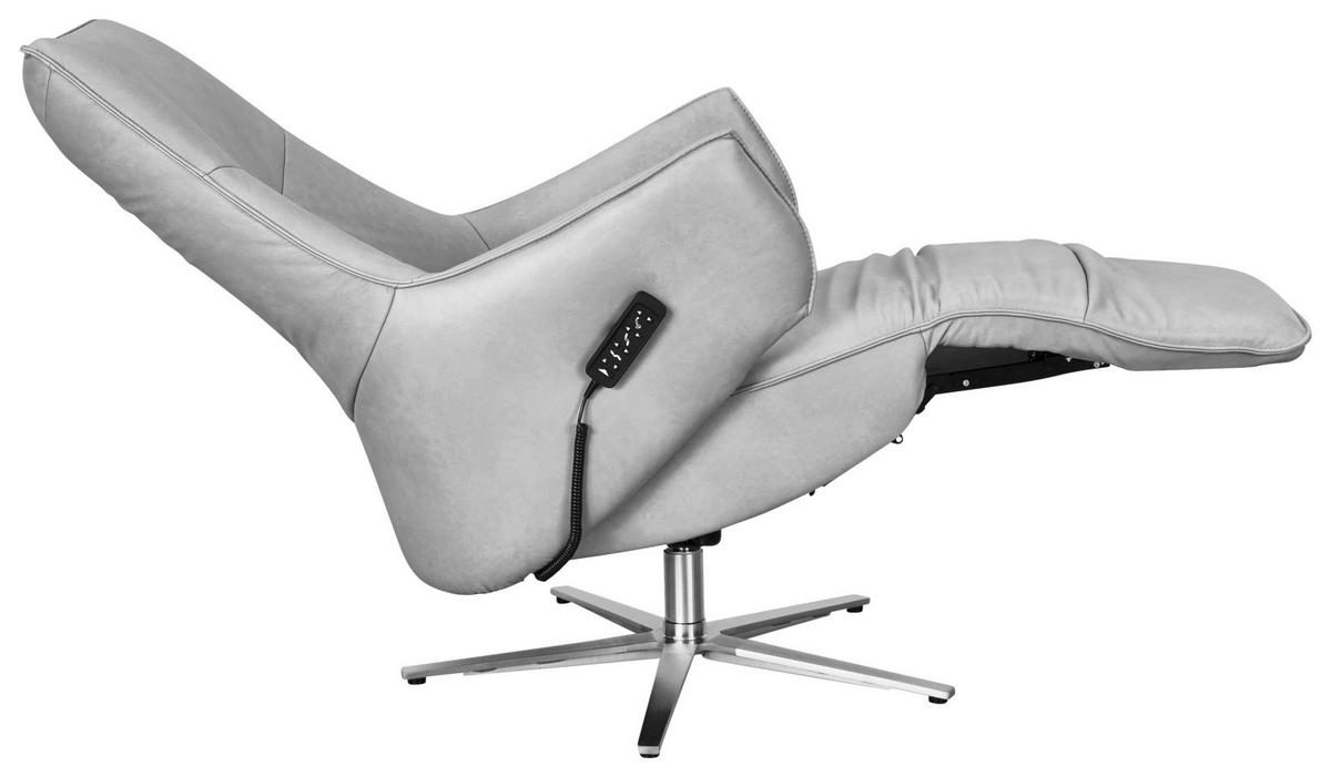 RELAXSESSEL in Leder Hellgrau  - Edelstahlfarben/Hellgrau, Design, Leder/Metall (70/120/88cm) - Himolla Komfortklass