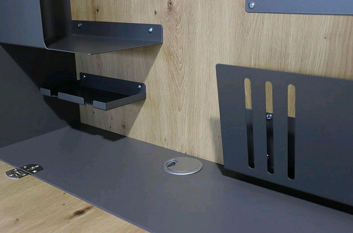 MINI-OFFICE in verschiedenen Holz-Dekoren erhältlich, Beleuchtung, Beimöbel erhältlich Eichefarben, Graphitfarben - Eichefarben/Graphitfarben, KONVENTIONELL, Holzwerkstoff (120/65/26cm) - Venda