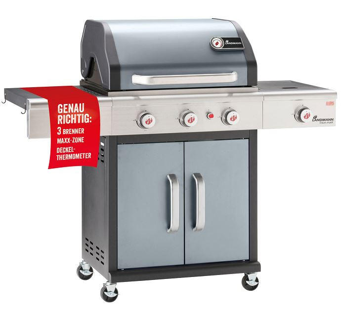 GASGRILL  Grau, Schwarz  - Schwarz/Grau, Basics, Metall (140/120/57cm) - Landmann