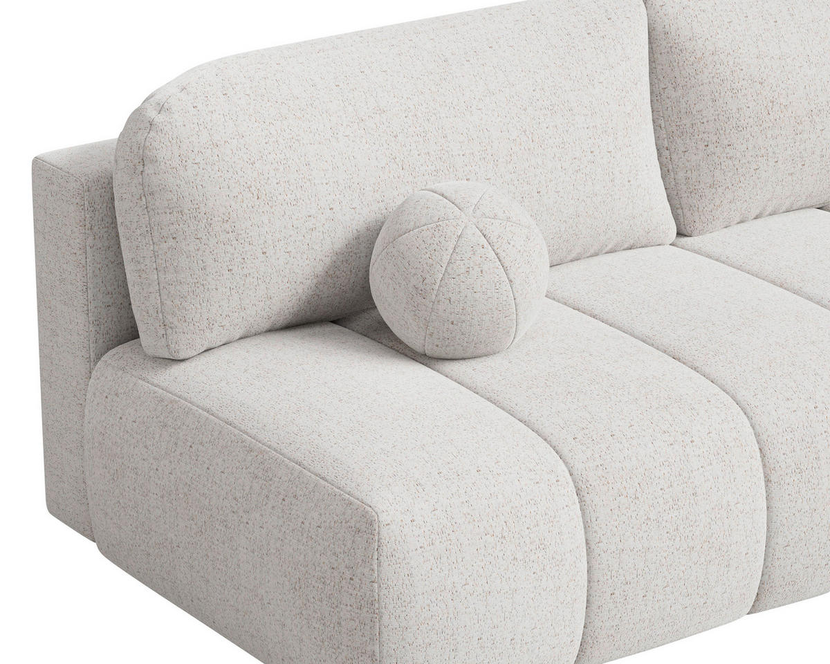 SCHLAFSOFA Chenille Creme  inkl. Zierkissen, Rückenkissen, Bettkasten, Schlaffunktion, Rücken echt, Liegefläche im Originalstoff  - Creme/Schwarz, MODERN, Kunststoff/Textil (210/88/104cm) - Milino