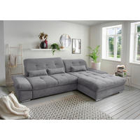 ECKSOFA Chenille Dunkelgrau  - Chromfarben/Dunkelgrau, Modern, Textil/Metall (300/196cm) - Livetastic