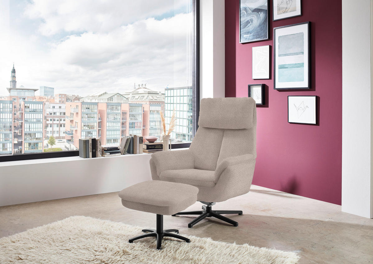RELAXSESSEL in Textil Taupe  - Taupe/Schwarz, Design, Textil/Metall (79/108/89cm) - Beldomo Style