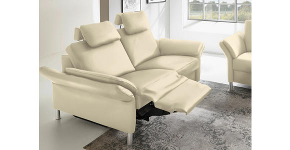 3-SITZER-SOFA Latina in Echtleder Ecru   - Ecru/Alufarben, Design, Leder/Metall (190/82/99cm) - Dieter Knoll