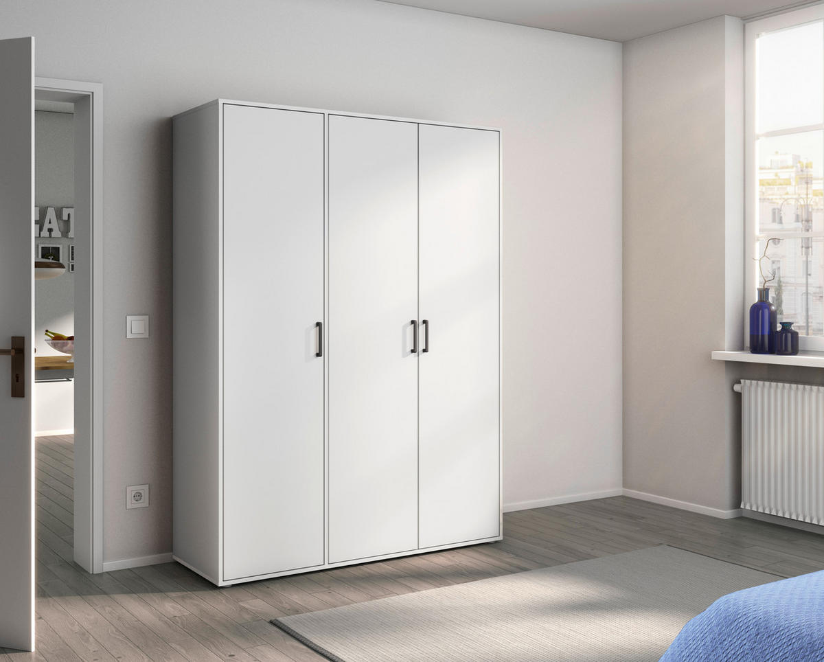 DREHTÜRENSCHRANK 140/194/53 cm 3-türig Weiß  - Weiß, MODERN, Holzwerkstoff/Kunststoff (140/194/53cm) - Rauch Möbel