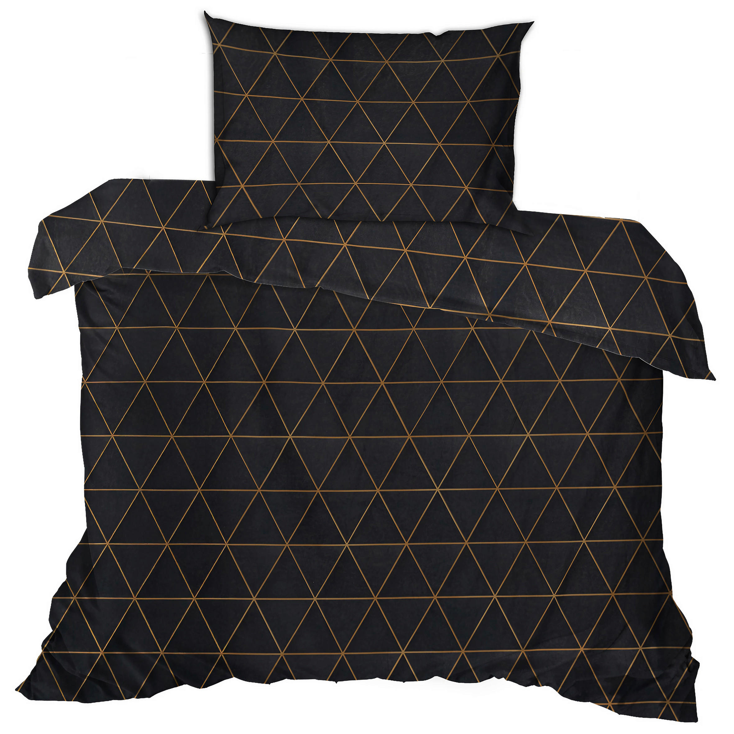 BETTWÄSCHE Renforcé 155/220 cm  - Goldfarben/Schwarz, Basics, Textil (155/220cm)