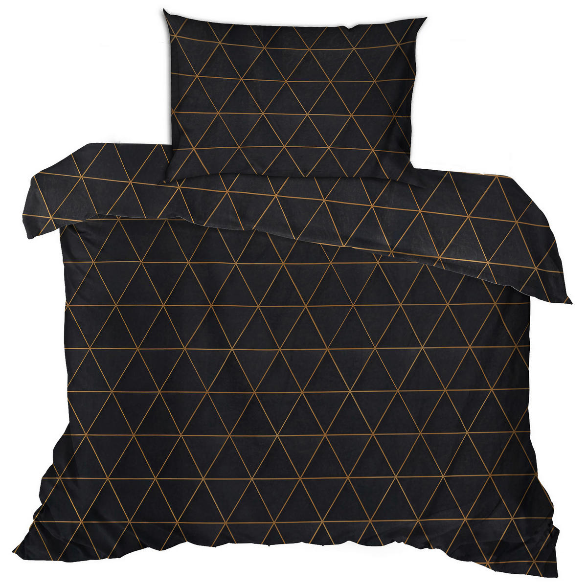 BETTWÄSCHE Renforcé 155/220 cm  - Goldfarben/Schwarz, Basics, Textil (155/220cm)