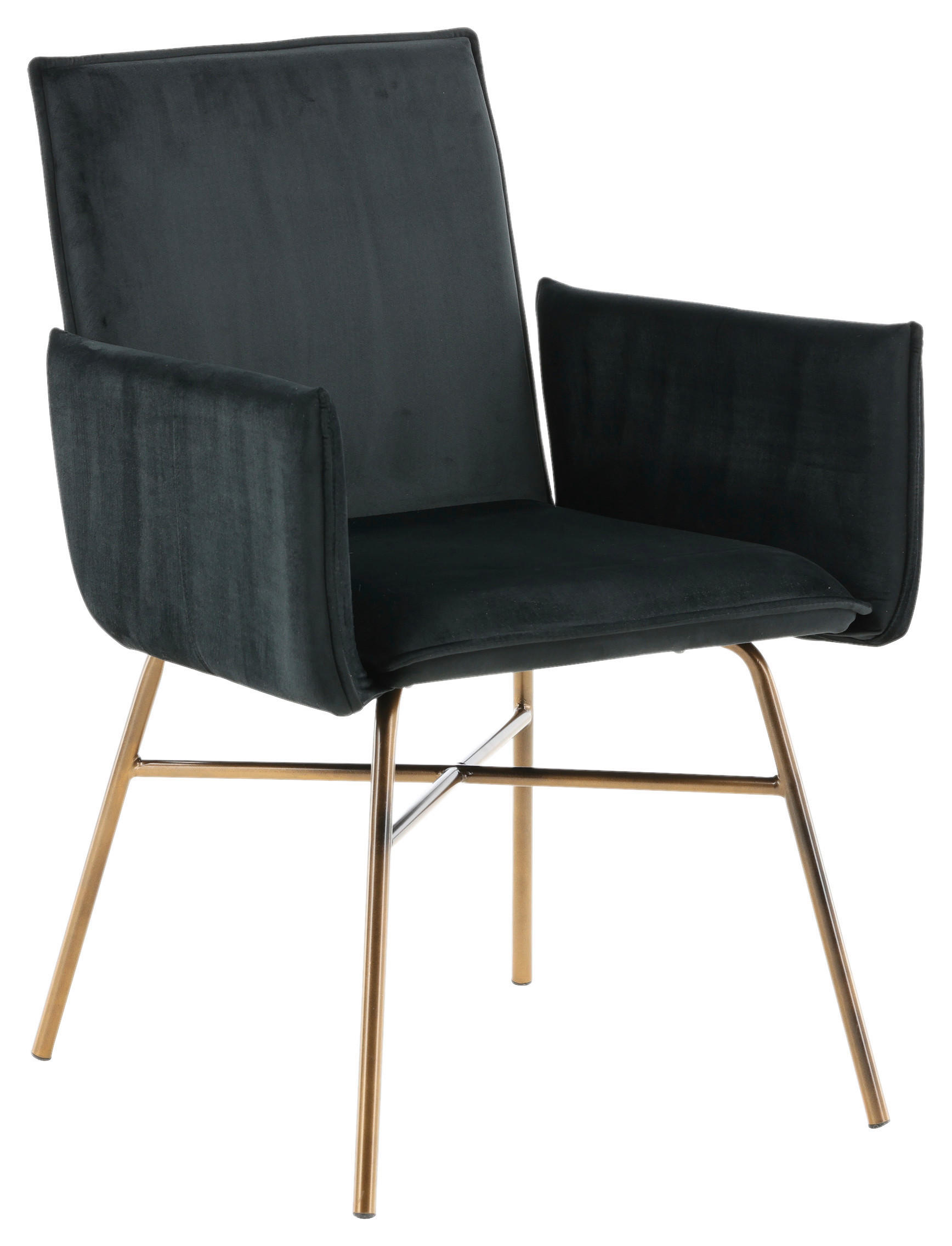 STUHL  in Stahl Samt Metall, Textil  - Messingfarben/Schwarz, Design, Textil/Metall (57/87/60cm) - Livetastic