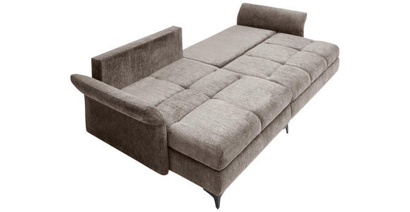 ECKSOFA Taupe Chenille  - Taupe/Schwarz, KONVENTIONELL, Textil/Metall (291/153cm) - Hom`in