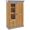 VITRINE in massiv Kiefer Grau, Laugenfarbig  - Laugenfarbig/Grau, ROMANTIK / LANDHAUS, Glas/Holz (108/163/45cm) - Boxxx