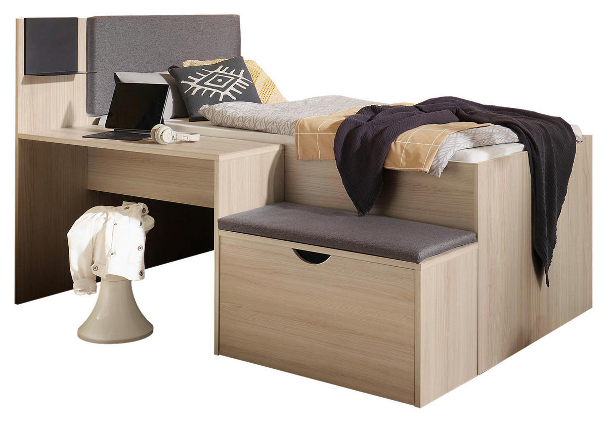 POSTEĽ S PRIESTOROM NA HRU 90/200 cm,  - farba duba, Konventionell, kompozitné drevo (90/200cm) - Carryhome