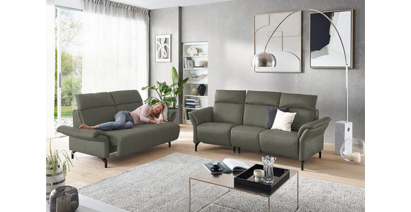 2-SITZER-SOFA Grau Echtleder  - Schwarz/Grau, KONVENTIONELL, Leder/Metall (178/103/95cm) - Dieter Knoll