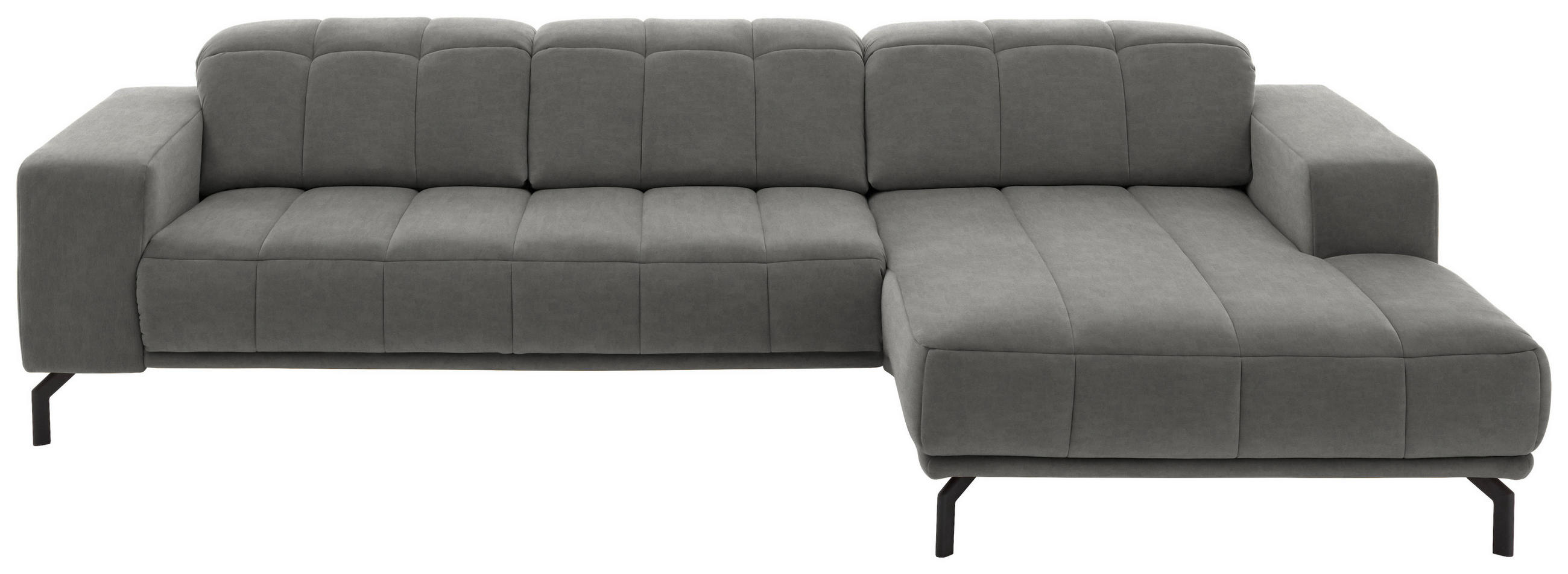 ECKSOFA Hellgrau Velours  - Hellgrau/Schwarz, Design, Textil/Metall (293/195cm) - Beldomo Style
