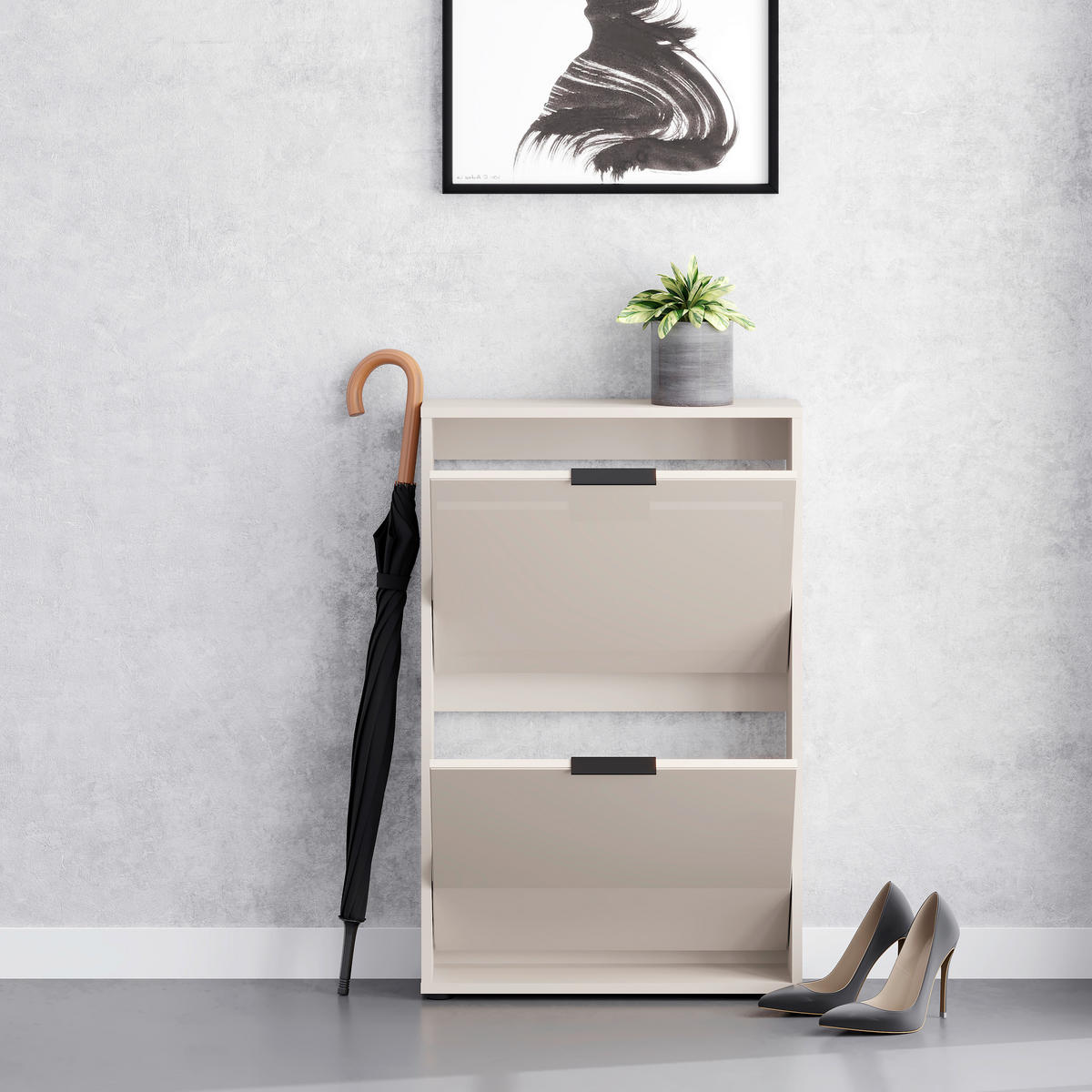 SCHUHKIPPER - Kaschmir/Schwarz, MODERN, Glas/Holzwerkstoff (60/93/17cm) - Boxxx