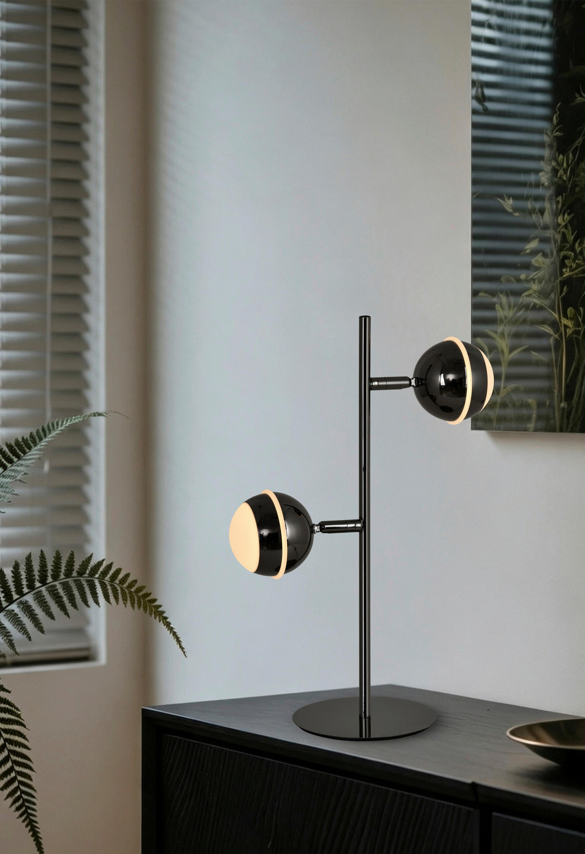 LED-TISCHLEUCHTE Biarritz 24/42/15 cm  - Schwarzchrom, Design, Kunststoff/Metall (24/42/15cm)
