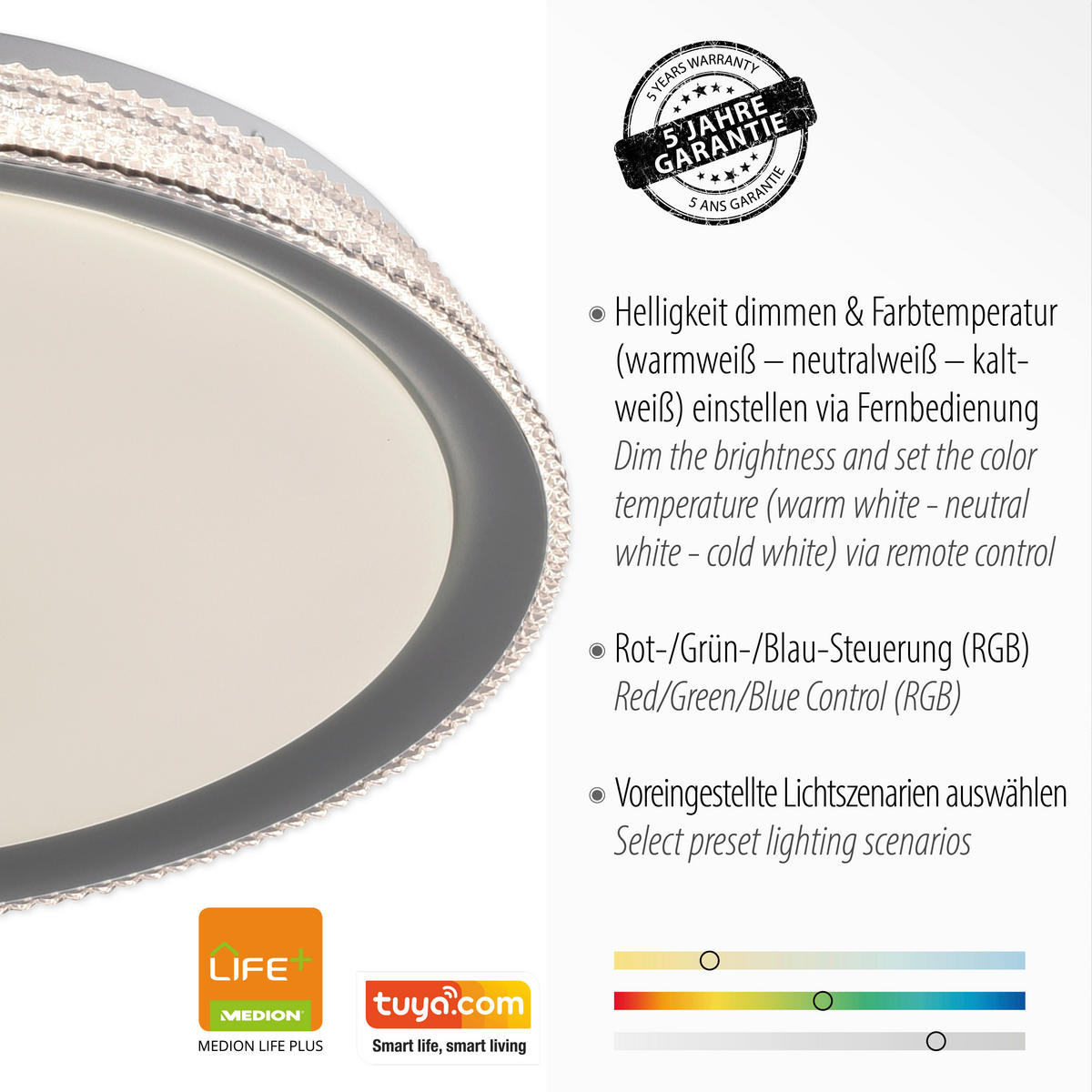 LED-DECKENLEUCHTE Lola Smart  Smart 51/51/9 cm   - Silberfarben/Weiß, Design, Kunststoff/Metall (51/51/9cm)