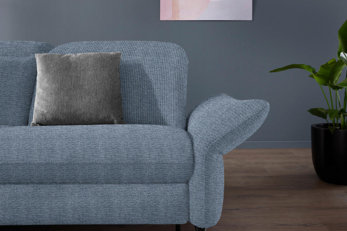ECKSOFA in Flachgewebe Blau  - Blau/Schwarz, Design, Textil/Metall (233/299-313cm) - Dieter Knoll