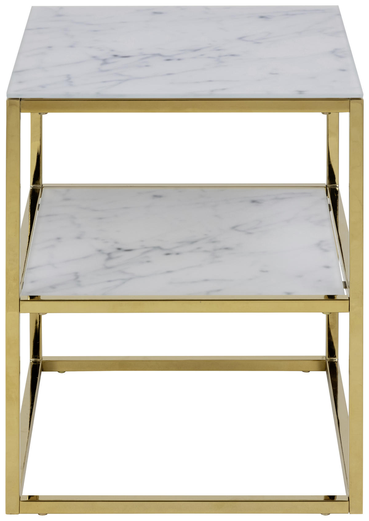 BEISTELLTISCH in Metall, Glas 40/45/50,5 cm  - Weiss/Goldfarben, Trend, Glas/Metall (40/45/50,5cm) - MID.YOU