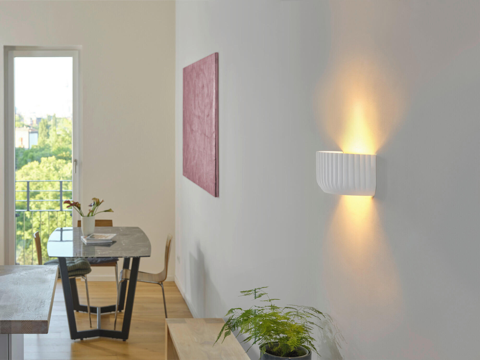 WANDLEUCHTE 30.8/12.6/13.5 cm   - Weiß, Basics, Stein (30.8/12.6/13.5cm) - Osram