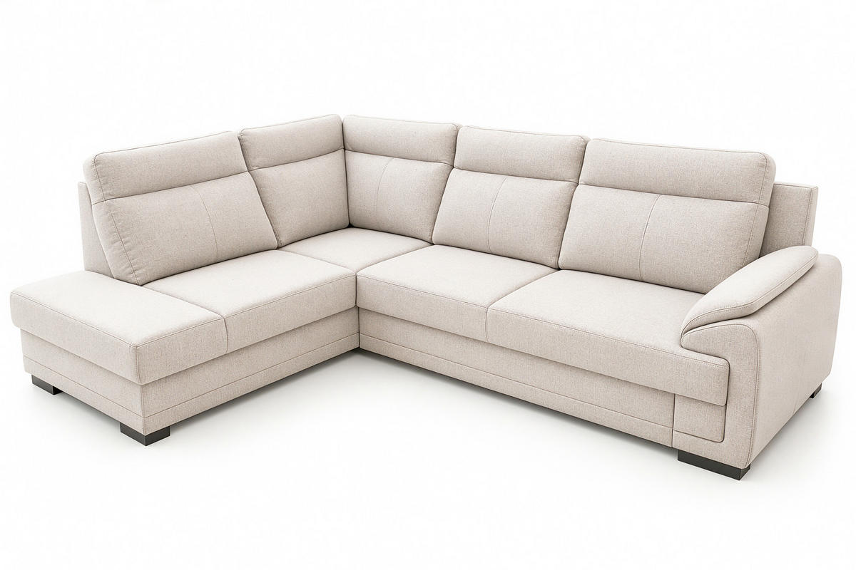 ECKSOFA ALTONA in Flachgewebe Sandfarben  - Sandfarben/Schwarz, Basics, Holz/Holzwerkstoff (272/207cm) - MID.YOU
