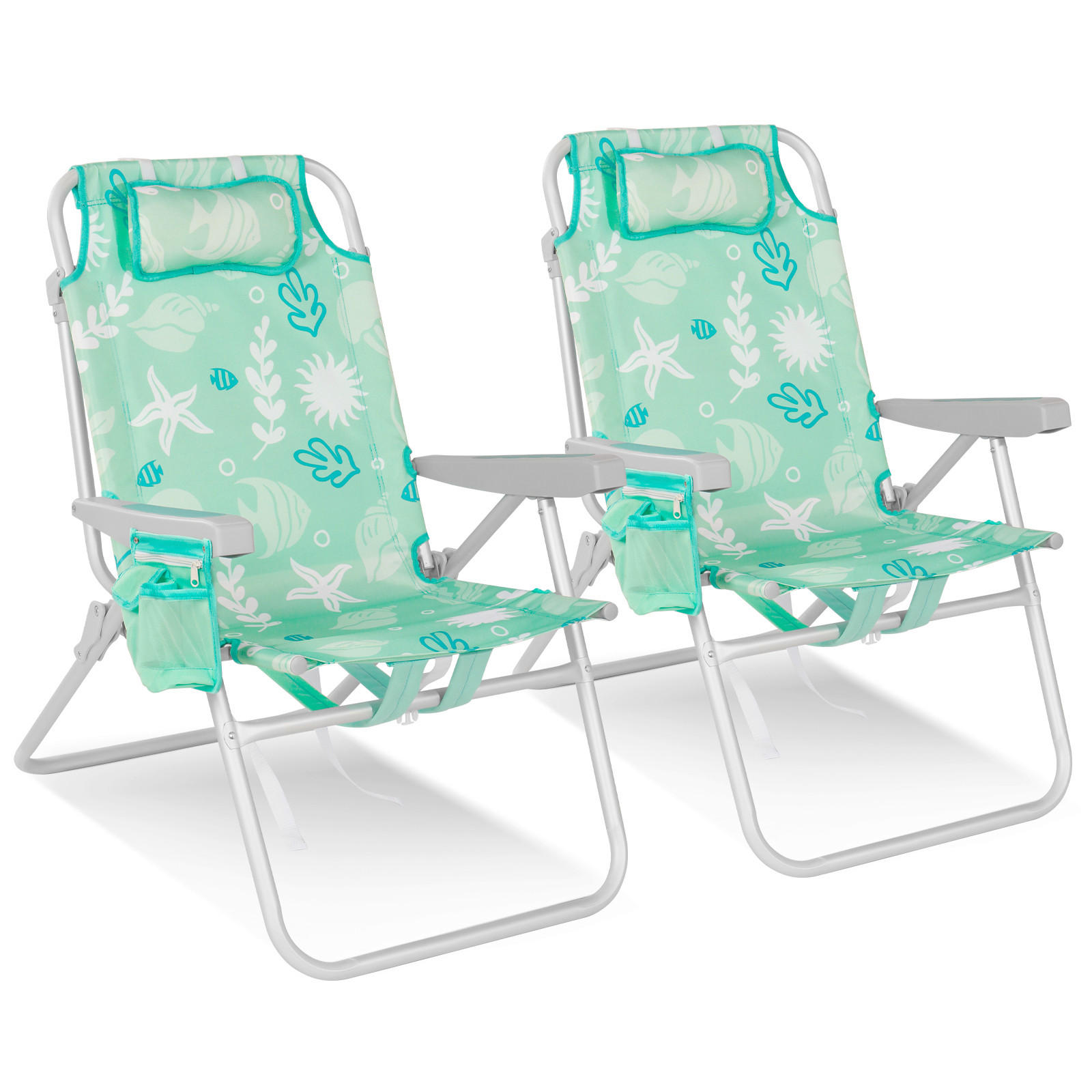 STRANDSTUHL Aluminium Alufarben, Mintgrün  - Alufarben/Mintgrün, Basics, Textil/Metall (62/77/96cm) - Modante