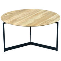COUCHTISCH Eiche massiv 80/80/42 cm rund Schwarz, Eichefarben  - Eichefarben/Schwarz, Natur, Holz/Metall (80/80/42cm) - Novel